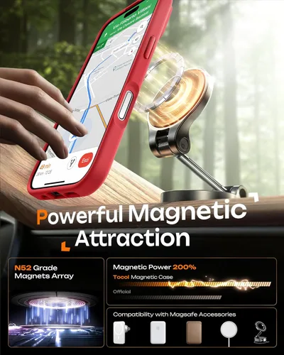 Vista 930 de TOCOL Funda para iPhone 11, compatible con Magsafe, protección completa de cámara, imanes integrados, protección contra caídas, funda translúcida