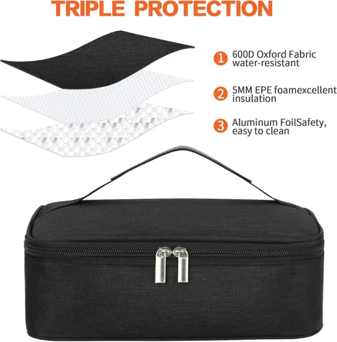 Vista 4 de NATURAL STYLE Bolsa de almuerzo pequeña, mini portátil con aislamiento térmico bolsa de almuerzo (Azul)