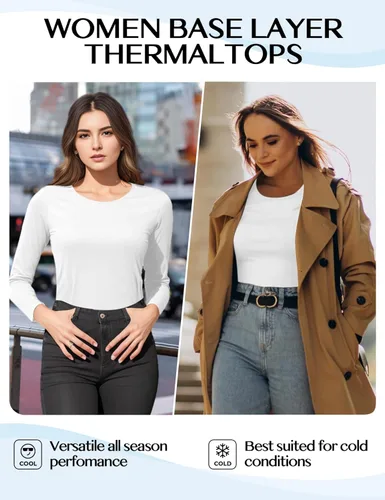 Vista 5 de Ropa interior térmica de manga larga para mujer, camiseta ligera de compresión para mujer, ropa de invierno