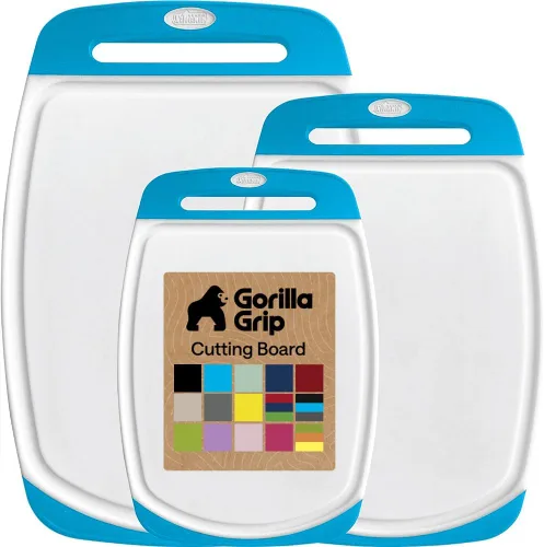 Vista 13 de La tabla para cortar original GORILLA GRIP (TM), antiderrapante, reversible para cortar y servir queso. Potente tecnología de agarre, sin BPA
