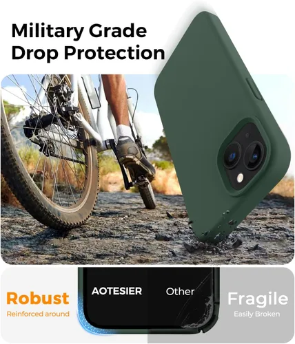 Vista 6 de AOTESIER Funda magnética para iPhone 13 Mini, compatible con MagSafe, protección militar a prueba de golpes, funda de silicona con forro