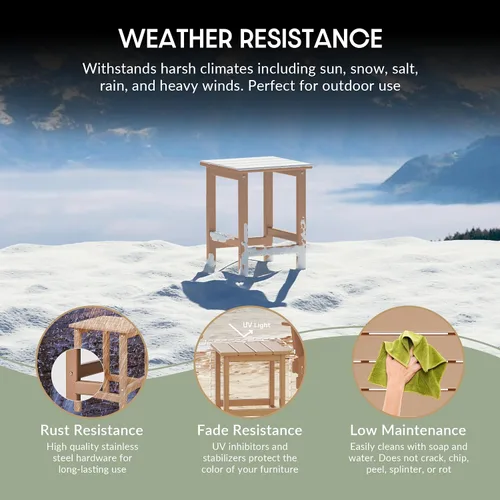 Vista 4 de WestinTrends Malibu - Mesa auxiliar cuadrada para exterior para silla Adirondack, teca