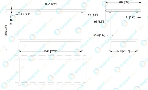 Vista 3 de Mesa de trabajo de acero inoxidable de 30 x 60 pulgadas con estante inferior Certificado NSF Preparación de alimentos para isla de cocina