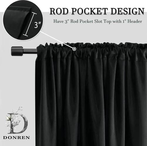 Vista 5 de DONREN Cortinas Cenefas de 20 pulgadas de largo - 2 paneles opacos aislantes térmicos pequeñas cenefas de cortina para baño con bolsillo para barra