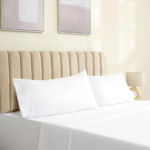 Vista 6 de LuxClub Collection - Juego de 2 fundas de almohada ecológicas, sin arrugas, con borde de satén, lavable a máquina, ropa de cama de hotel, sedosa