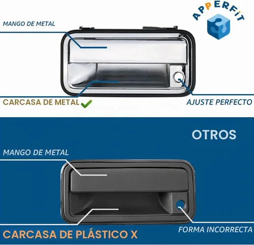 Vista 2 de APPERFiT Manija de Puerta Externa Completamente Metálica (Cromada) Compatible con 1995-2000 Chevrolet Chevy Tahoe Suburban C1500 C2500 C3500 K1500