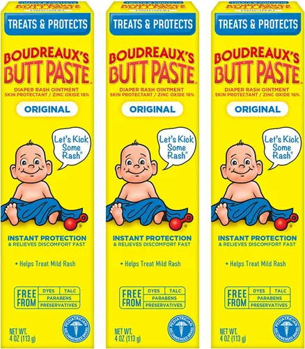 Vista 7 de Crema original para sarpullido de pañal Boudreaux's Butt Paste, ungüento para bebé, tubo de 2 onzas