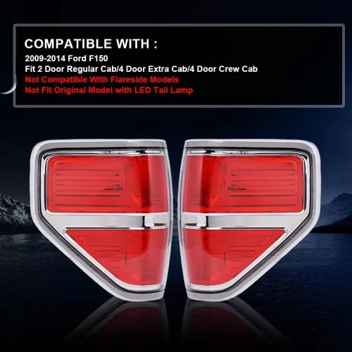 PIT66 Lámparas traseras, compatibles con Ford F150 2009 2010 2011 2012 2013 2014, conjunto de lámparas de freno traseras izquierdas y derechas,