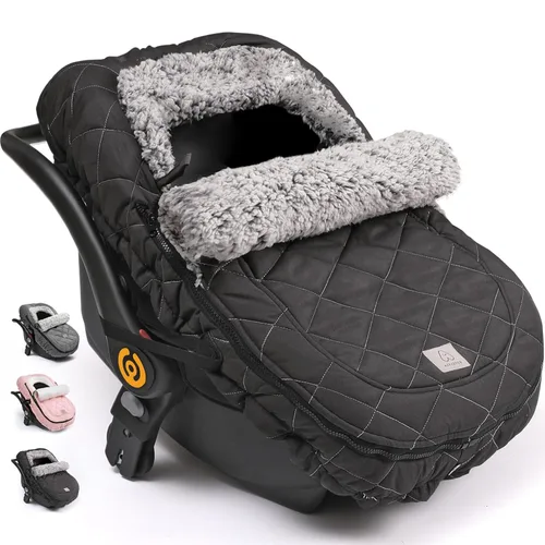ACRABROS Funda para Asiento de Coche para Bebé: Toldo de Asiento de Coche de Invierno para Niño y Niña Recién Nacido, Ventana con Cremallera para