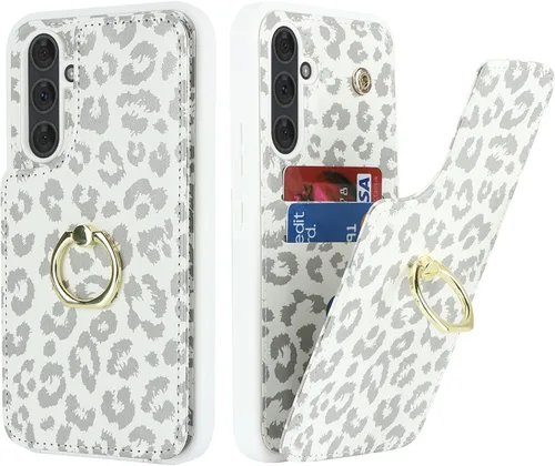 Vista 37 de Lipvina Funda para Samsung Galaxy A03s con tarjetero, Galaxy A03s para mujer, tarjetero de crédito, soporte con anillo, bonita funda para teléfono