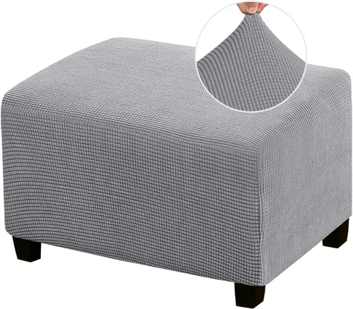 Vista 8 de Funda Otomana Elástica Fundas para Otomana Cuadradas para Sala de Estar Taburete Reposapiés Fundas Elásticas para Adaptarse al Reposapiés Otomano
