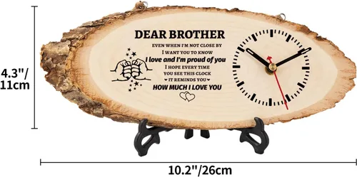 Vista 3 de BeauGift Regalos para hermano, reloj de madera de regalo para hermanos de hermanas, hombres, amigos, regalo de cumpleaños de Navidad para hermanos