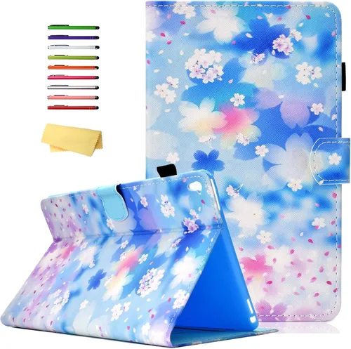 Funda para iPad 9.7 20182017, iPad Air de 2 generación con soporte, soporte para lápices, bolsillo para tarjetas encendido y apagado automático,