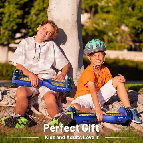 Vista 6 de SIMATE Scooter con accesorio de asiento, tablero de equilibrio automático de 6.5 pulgadas con altavoces Bluetooth y luces LED para niños, adultos