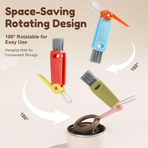 Vista 6 de Cepillo de limpieza 3 en 1 para tapa de taza, 2025 nuevo limpiador multifunción para tapa de taza para espacio de botella, herramientas de limpieza