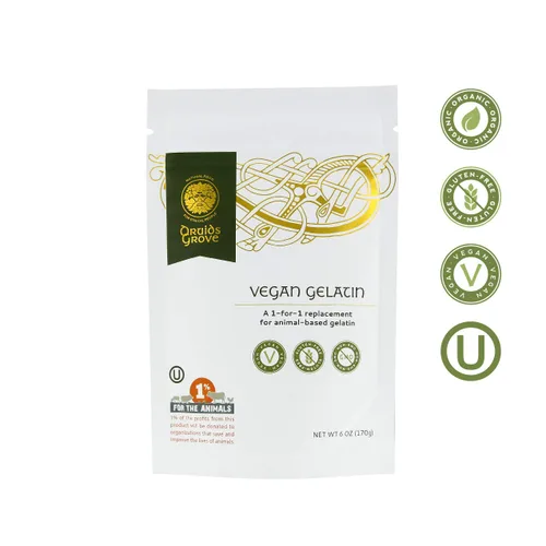 Vista 2 de Druids Grove Gelatina vegana vegana Sin OMG Sin gluten OU Kosher Certificado – 6 oz.