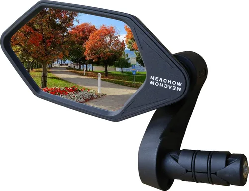 MEACHOW Nuevo Espejo de Bicicleta con Extremo de Barra, Lente de Vidrio de Grado Automotriz Crystal UHD para Bicicleta Eléctrica, Resistente a