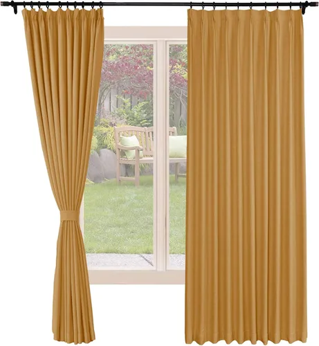 Vista 15 de Frelement Cortinas opacas de lino natural, paneles de cortinas plisadas para sala de estar, cortinas con aislamiento térmico, 52 pulgadas de ancho x
