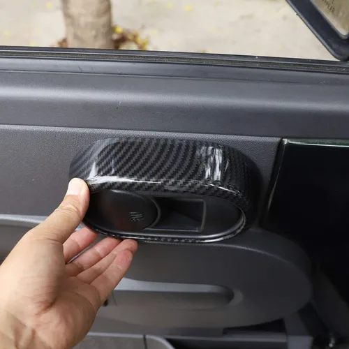 Vista 6 de JeCar Cubierta de mango de puerta interior y juego de ajustes para Jeep Wrangler JK Unlimited de 4 puertas 2007-2010, accesorios interiores de fibra