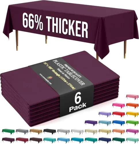 Vista 43 de Exquisite 66% Thicker Premium Plastic Table Cloth Rectangle Table Cover 0.5 Mil 6 Pack Aqua Table Cloth 54 Inch x 108 Inch Disposable Tablecloth