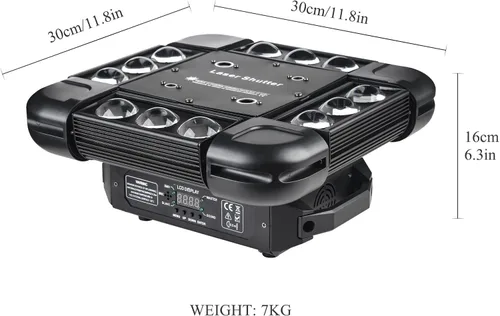 Vista 2 de Luz láser de cabeza móvil, luces láser DJ 12LEDs 150W RGBW Beam Light,Control DMX con 16CH/64CH y sonido activado para fiesta