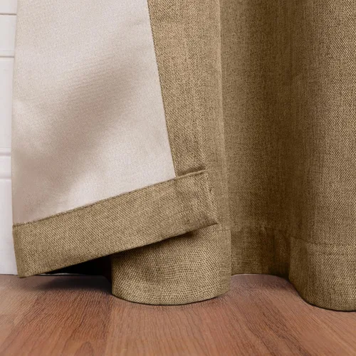 Vista 3 de Superior Juego de 2 cortinas opacas con textura de lino, par de paneles con aislamiento térmico con cabecera superior con ojales, cortinas clásicas