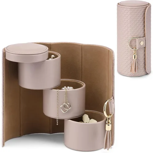 Vlando Joyero de viaje, estuche de joyería de viaje para mujeres niñas, organizador de pendientes organizador de collar organizador anillo