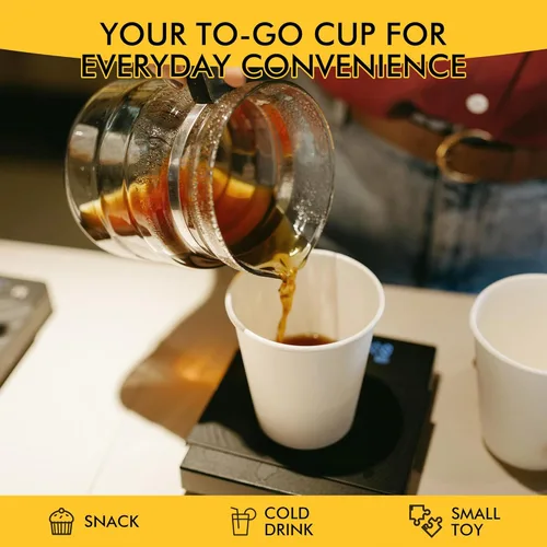 Vista 5 de RACETOP [Paquete de 50] Tazas de café desechables con tapas de 12 onzas, tazas de papel caliente con tapas, taza para llevar con tapa