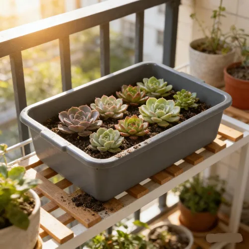 Vista 6 de Caja de autobús comercial de plástico de 8 L, 4 paquetes, bañera de autobús para lavabo, bolsa pequeña para uso general, gris