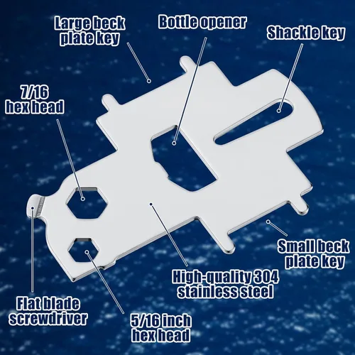 Vista 3 de Ripeng 2 piezas de tapa de gas para barco, llave de placa de llenado de acero inoxidable, herramienta flotante para abrebotellas para yate, tanque