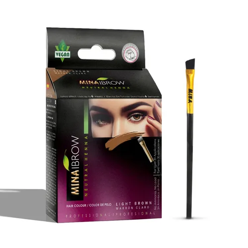 Vista 19 de Kit de tinte negro MinaiBrow Polvo de coloración natural con dos cepillos biselados, resistente al agua y a las manchas, tinte instantáneo