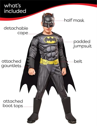Vista 4 de Rubie's Costume - Disfraz de Batman de lujo para niños de DC Comics