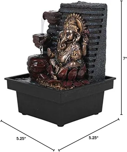 Vista 3 de Pacific Giftware Dios hindú con cabeza de elefante Ganesha que fluye fuente de agua de resina para decoración del hogar