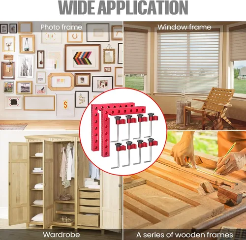 Vista 6 de Abrazaderas de esquina para carpintería, abrazaderas de 90 grados, herramientas de carpintería, paquete de 4 unidades de 5.5 x 5.5 pulgadas