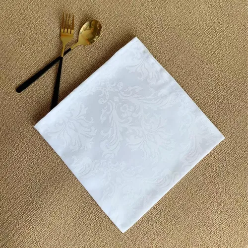 Vista 7 de Servilletas cuadradas de jacquard blanco, servilletas de poliéster suave resistentes a las arrugas con diseño damasco, servilletas de tela