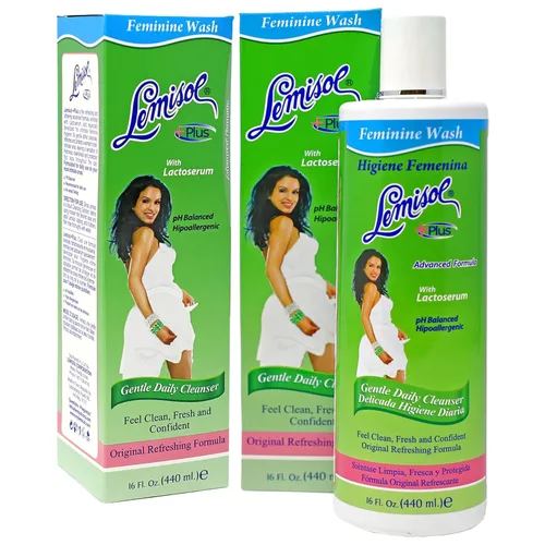 Lemisol Lavado femenino, limpiador diario, hipoalergénico, paquete de 2 unidades de 16 onzas líquidas cada uno, 2 botellas