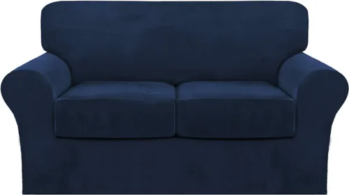 Vista 71 de FantasDecor Fundas de terciopelo para sofá de 2 piezas para sala, con cojín individual, protector elástico de muebles para mascotas, lavable a Negro