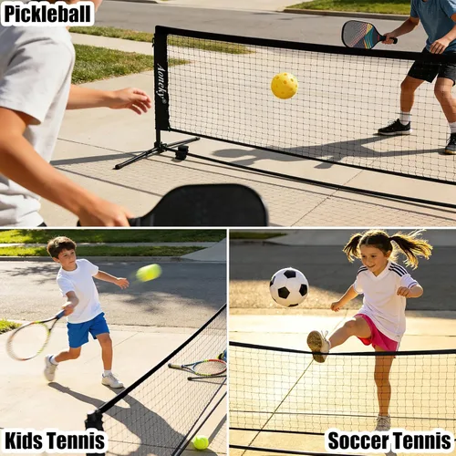 Vista 6 de Aoneky Mini red de tenis portátil para entrada - Red de tenis de fútbol para niños - Red de pickleball