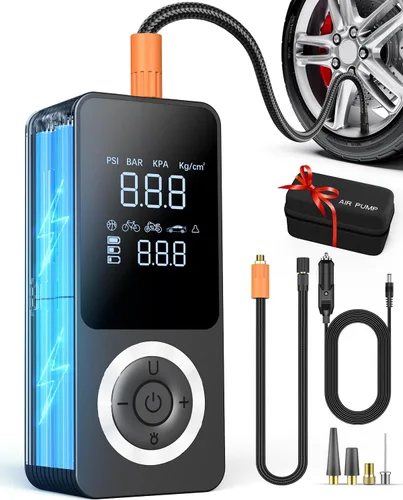 Inflador de neumáticos inalámbrico, compresor de aire portátil, bomba de aire inteligente para neumáticos de automóvil con medidor de presión de dormzie