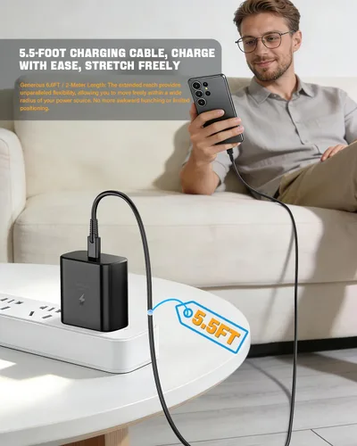 Vista 7 de 2026 Nuevo cargador súper rápido de 45 W USB tipo C, cargador de teléfono Android, carga rápida, compatible con Samsung Galaxy S26/S26