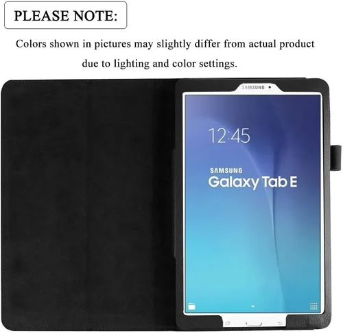 Vista 6 de Funda de piel con función atril para Samsung Galaxy Tab E de 9,6 pulgadas (compatible con todas las versiones SM-T560 T561 T565 y SM-T567V), Negro