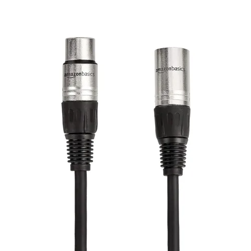 Vista 3 de Amazon Basics Paquete de 2 cables de micrófono XLR para altavoz o sistema PA, conductores de cobre, revestimiento de PVC de 6 mm, 25 pies