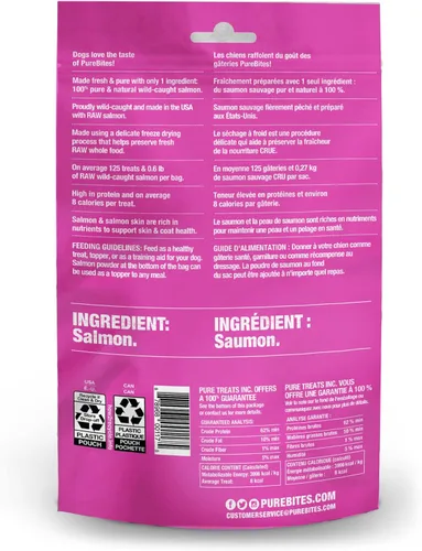 Vista 3 de PureBites Salmon Freeze Dried Dog Treats, 1 Ingredient, Made in USA, 2.47oz