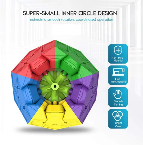 Vista 4 de Coogam Qiyi Megaminx Cubo esculpido sin calcomanías 3x3 Pentagonal Dodecaedro Speed Cube Puzzle Toy (versión Qiheng S)
