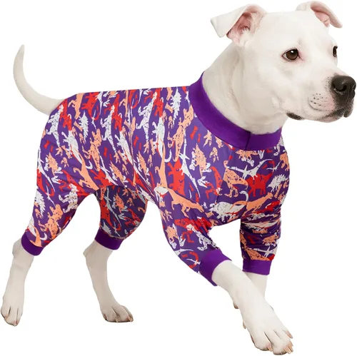 Vista 8 de Lovinpet Ropa para perros Pitbull – Lucky Stars - Ropa acogedora para perro, ajuste delgado, mameluco de Pitbull, pijama ligero sin botones, pijamas