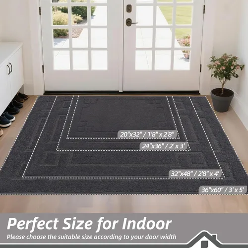 Vista 7 de BEQHAUSE Tapete de Puerta 32" x 48", Tapetes Antideslizantes para Interiores Alfombras de Entrada Lavables de Perfil Bajo Absorbentes y Resistente a