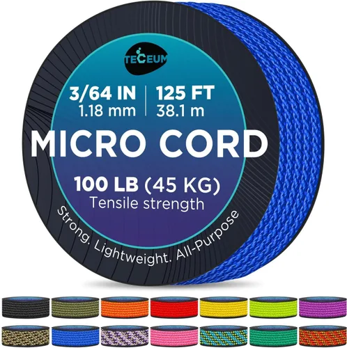 Vista 26 de TECEUM Micro Paracord – 1.18 mm X 38 m – Cordón de Utilidad Micro – Cuerda de Paracord Trenzada Fina – Ideal para Manualidades, Proyectos DIY