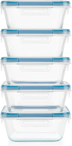 Vista 6 de Snapware Total Solutions - Juego de recipientes de vidrio para almacenamiento de alimentos (paquete de 5, 4 tazas), tapas herméticas y a prueba