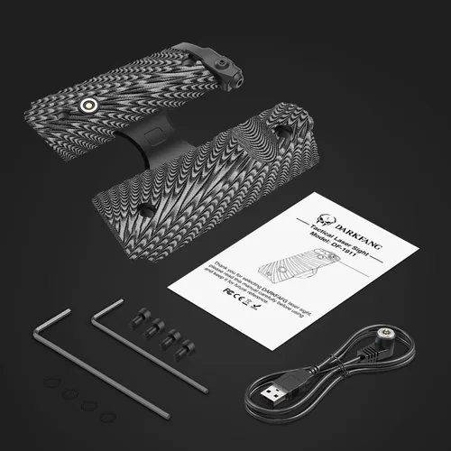 Vista 7 de DARKFANG Empuñadura láser 1911 compacta/de tamaño completo con corte de seguridad Ambi, mira láser G10 1911 sin riel con batería recargable