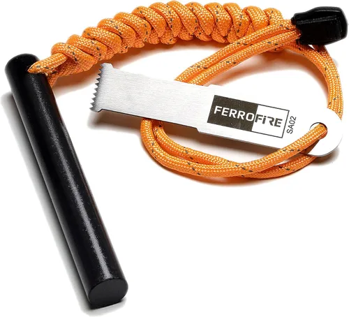 Vista 9 de FS384 Classic Ferro Rod Fire Starter - Barra de ferrocerio de magnesio de 3/8 pulgadas de grosor x 4 pulgadas de largo con golpeador de acero al
